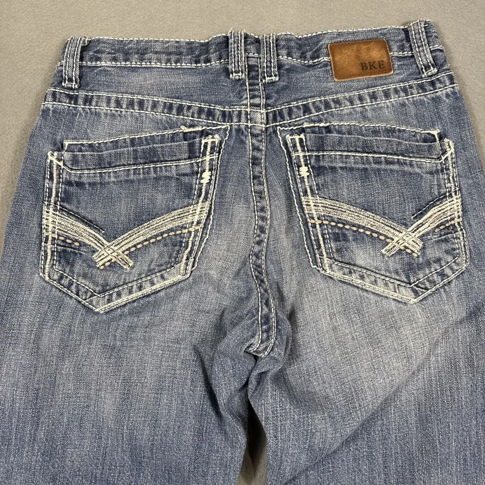 Buckle BKE Jeans Mens 30R Tyler Straight Thick Stitch Embroidery WHISKERING